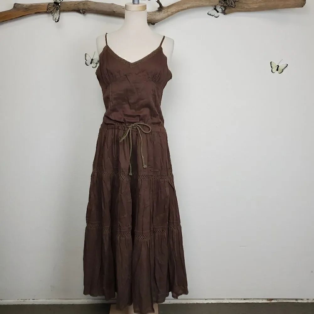 Nimmi brown boho gypsy style summer maxi dress